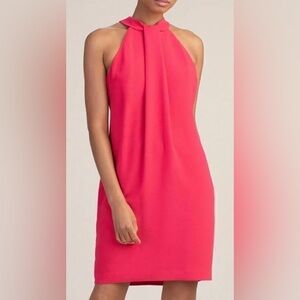 Trina Turk Grove High Neck Halter Shift Dress in Cerise Pink